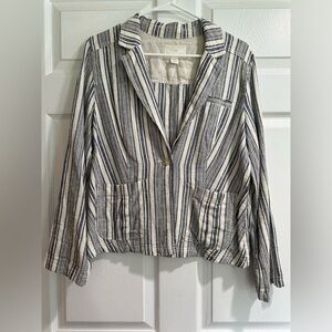 Caslon Blue and White Striped Blazer